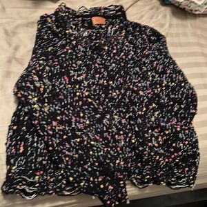 POL Distressed Black Confetti Knit Sweater Top